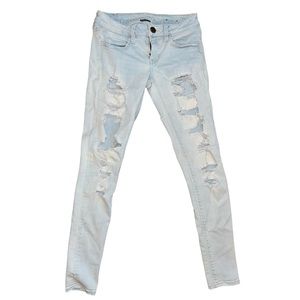American eagle outfitters light blue very distressed jeans